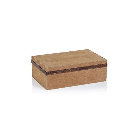 Suede and Burl Wood Box, Small