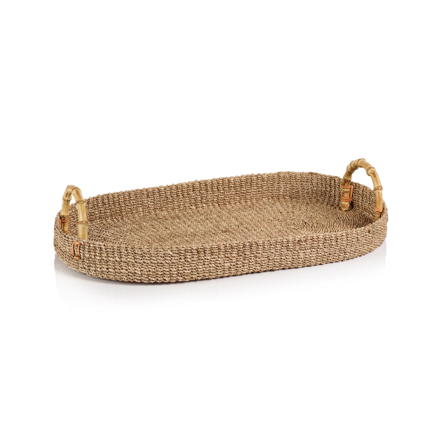 Abaca Tray with Bamboo Handles, Large