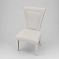 Flared Back Dining Side Chair in Beige Solid + Weathered White Finish