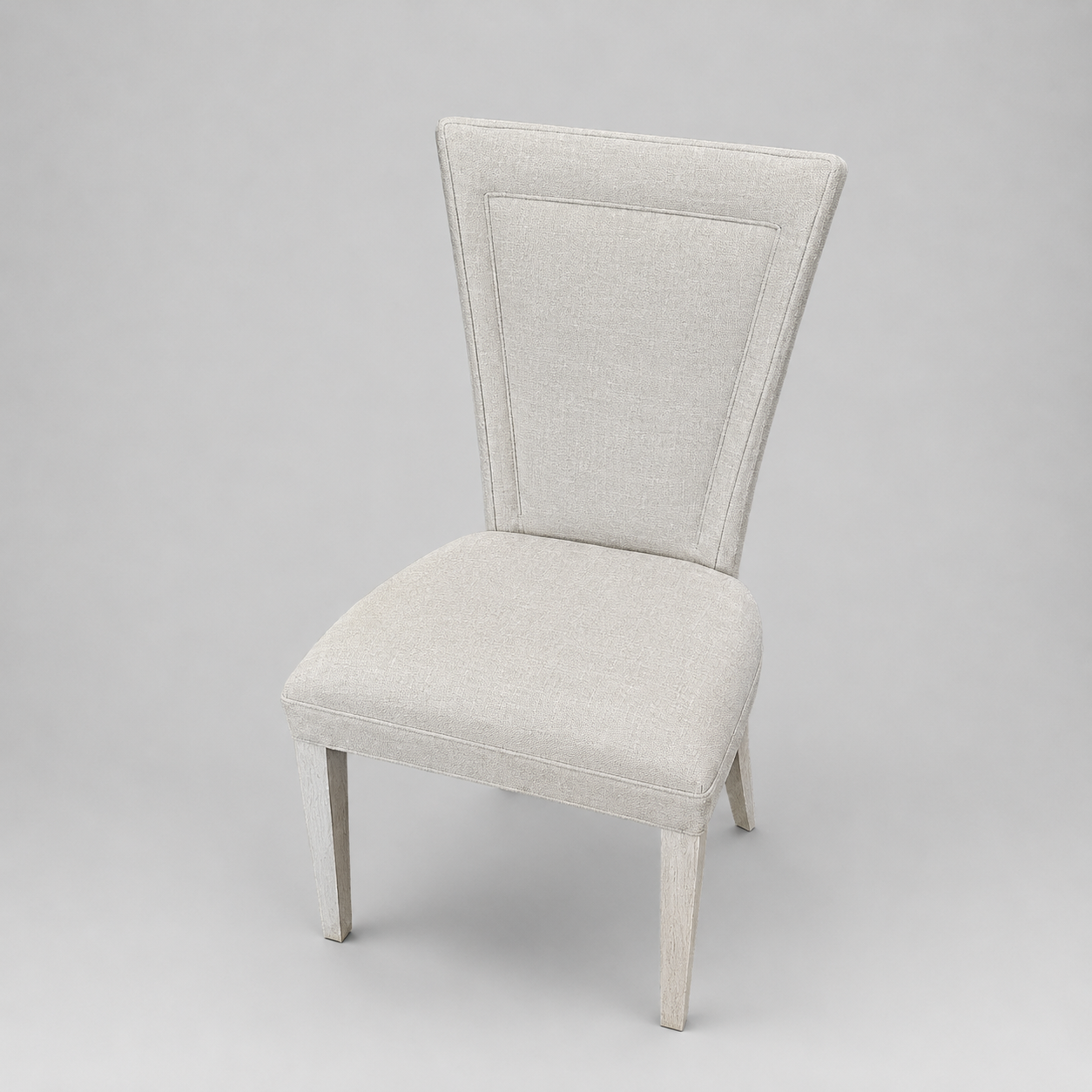Flared Back Dining Side Chair in Beige Solid + Weathered White Finish