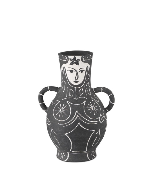 Hand Painted Terracotta Vase, Medium