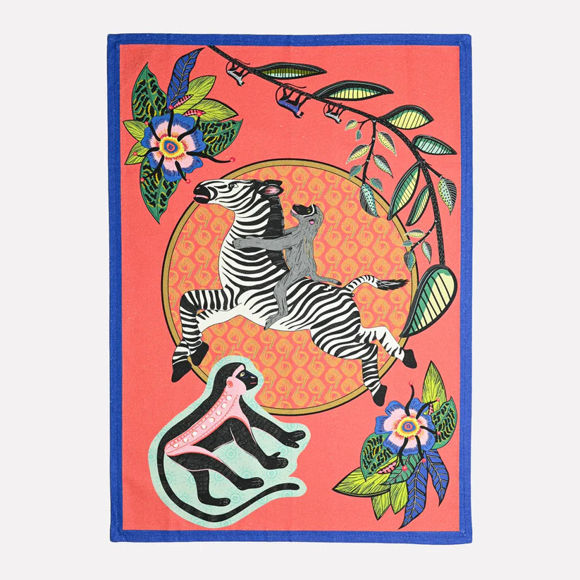 Zebra Rider Tea Towel- Sunset