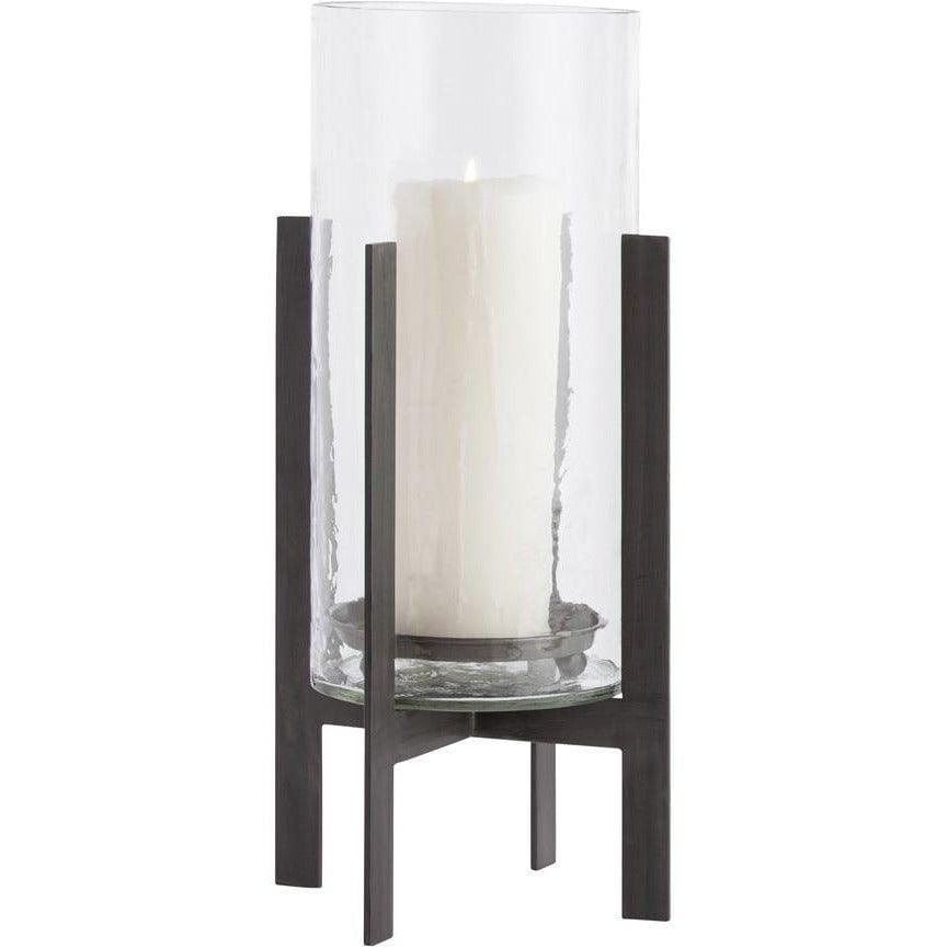 Hammered Glass + Iron Hurricane/Vase, Small