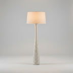 Hand Carved White Washed Wood Floor Lamp