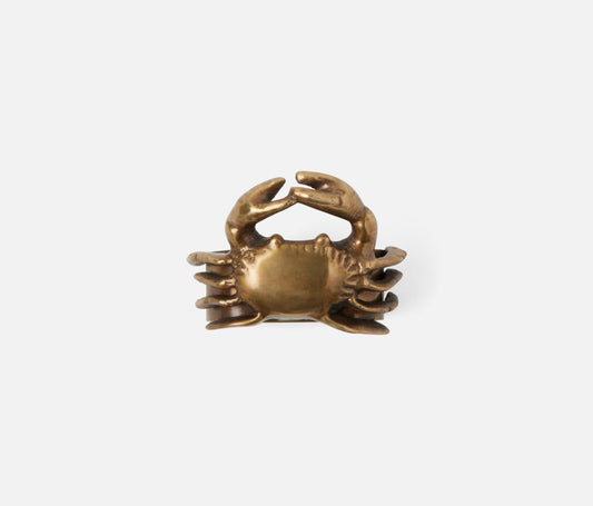 Antique Brass Crab Napkin Ring, Set of 4