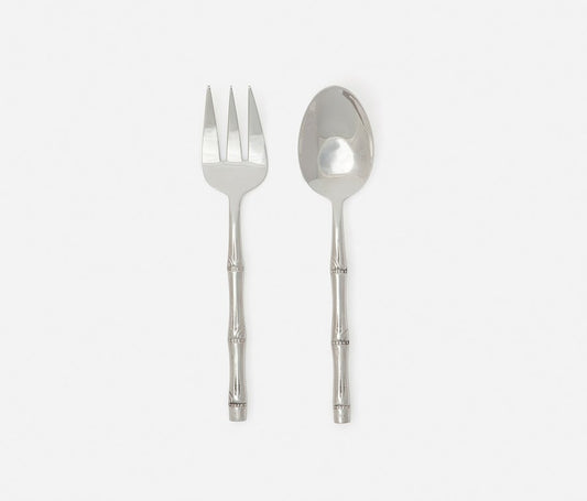 Polished Silver Bamboo 2-Piece Serving Set