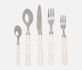 Ivory Bamboo and Silver Flatware Set