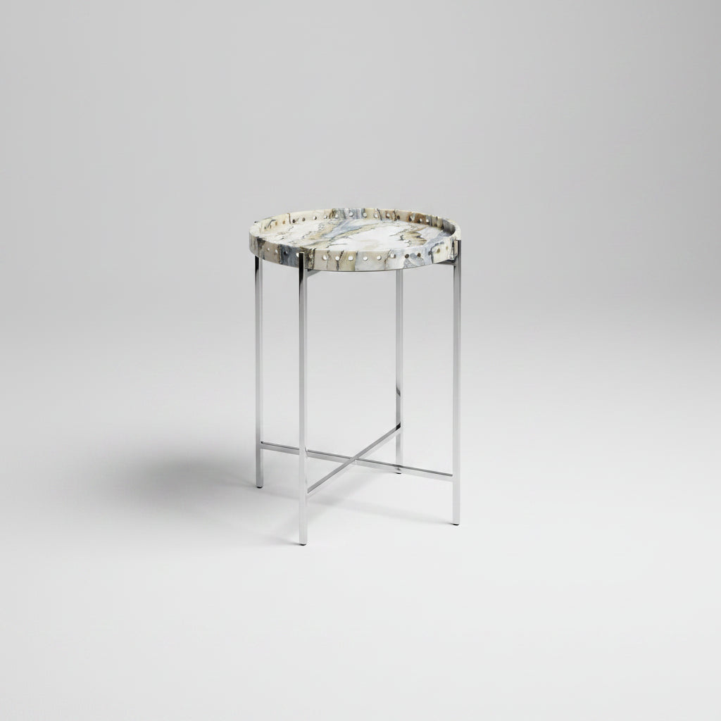Floral Jade Marble Accent Table