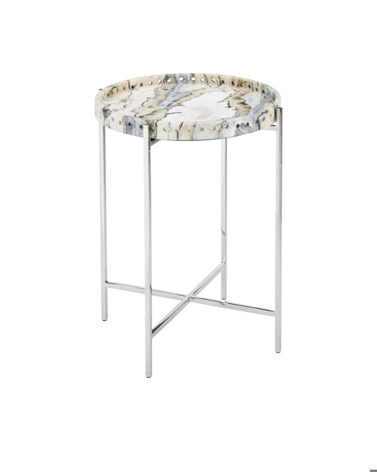 Floral Jade Marble Accent Table