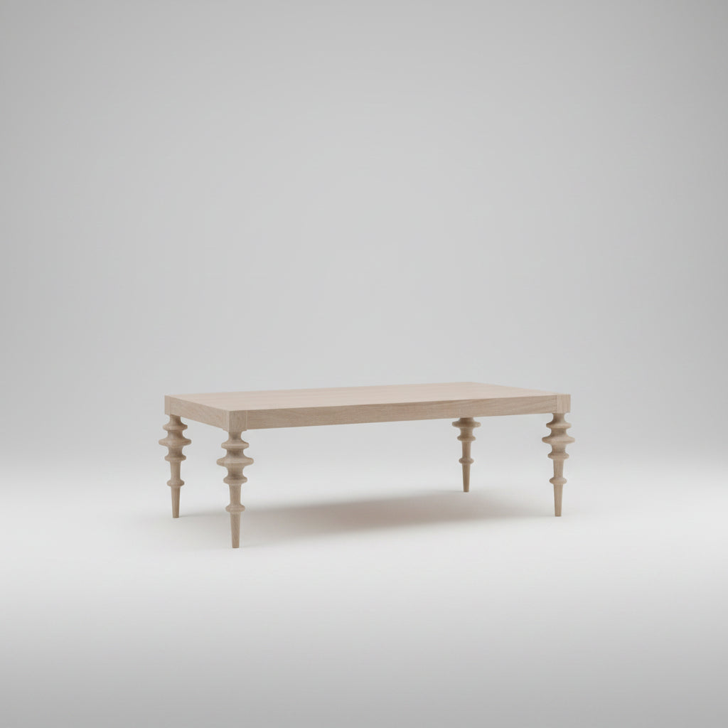 Spooled Leg Cocktail Table in Sand Cerused