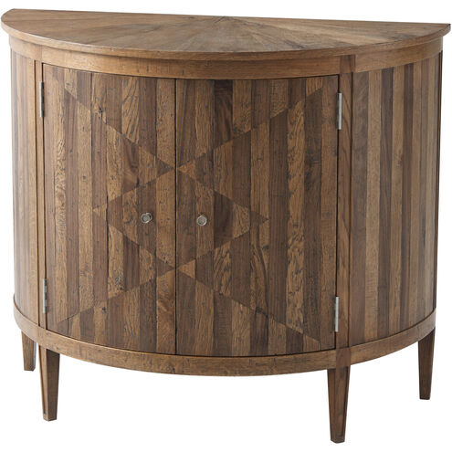 Oak and Walnut Sunburst Demi Lune