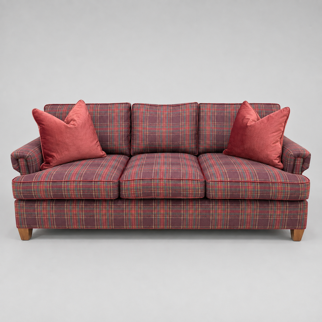 Plaid Sofa with Key Arm