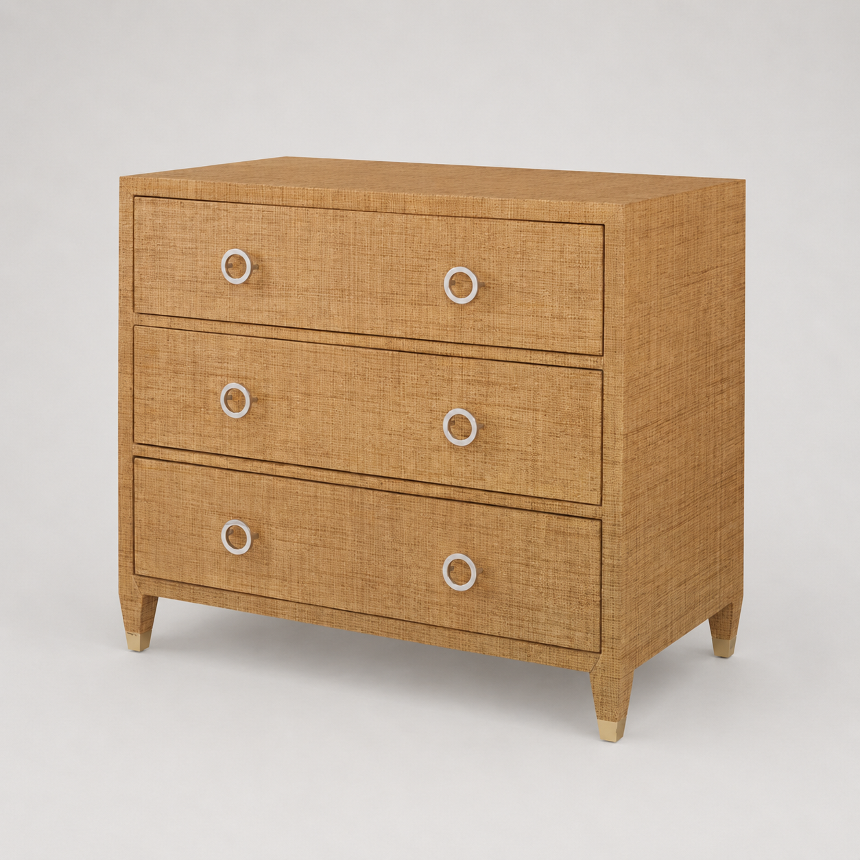 Hand-Woven Raffia Chest with Glass Top