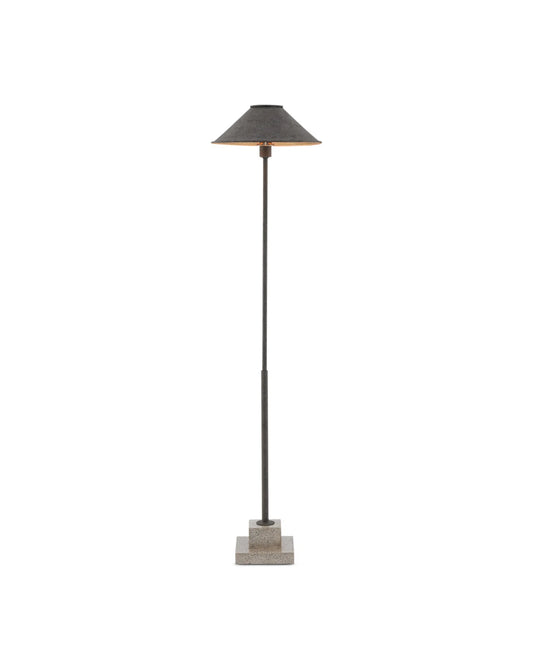 Wrought Iron and Concrete Floor Lamp