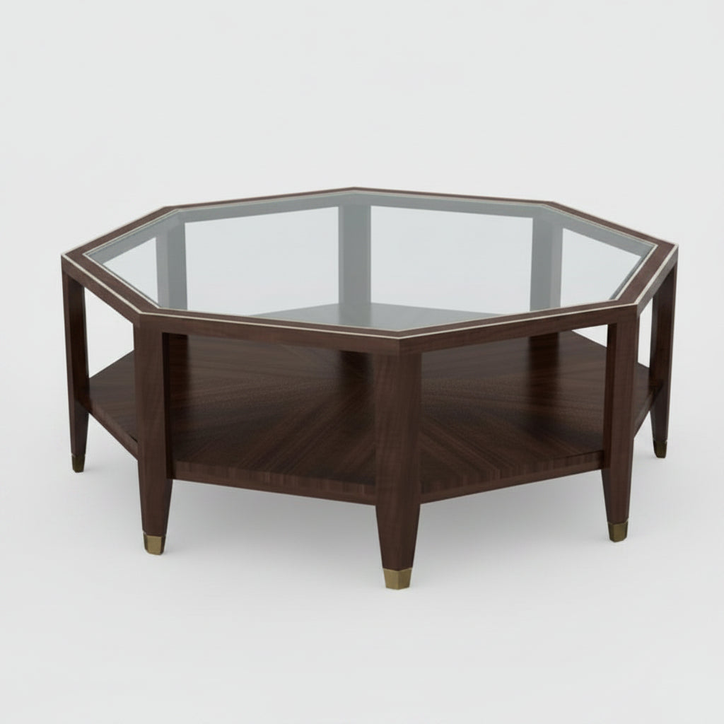 American Walnut and Glass Cocktail Table