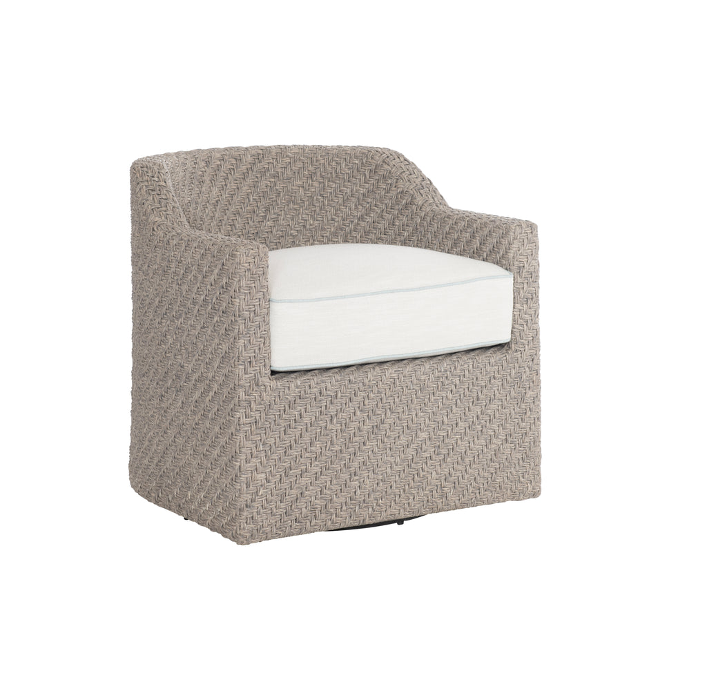 Tub-Back Outdoor Swivel Chair in Floral Fabric
