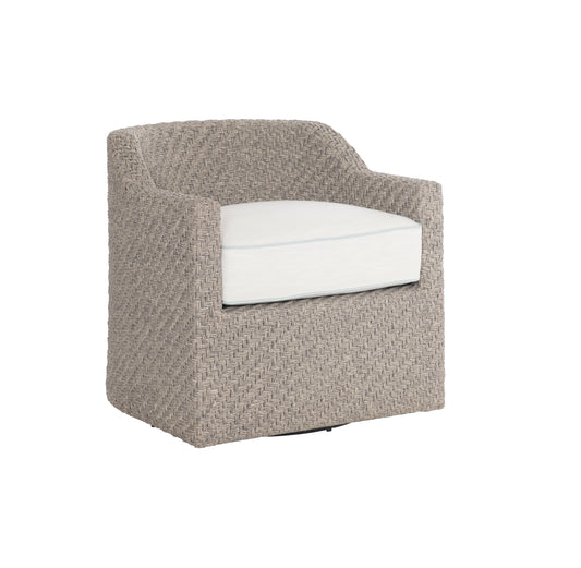 Tub-Back Outdoor Swivel Chair in Floral Fabric