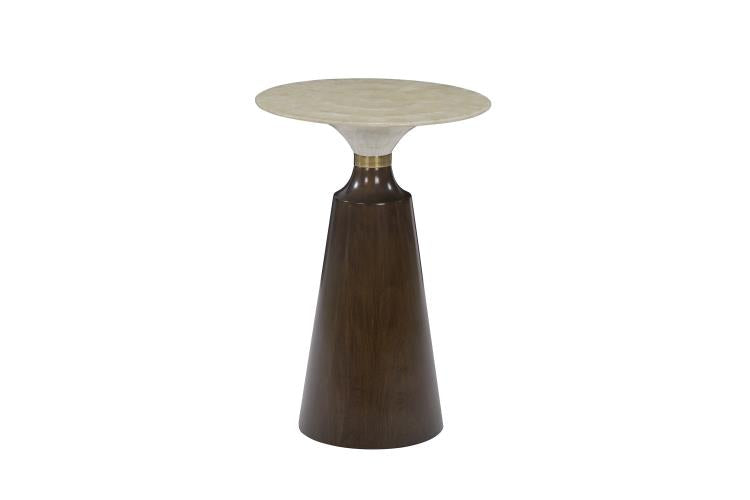 Shell, Brass, and Wood Accent Table