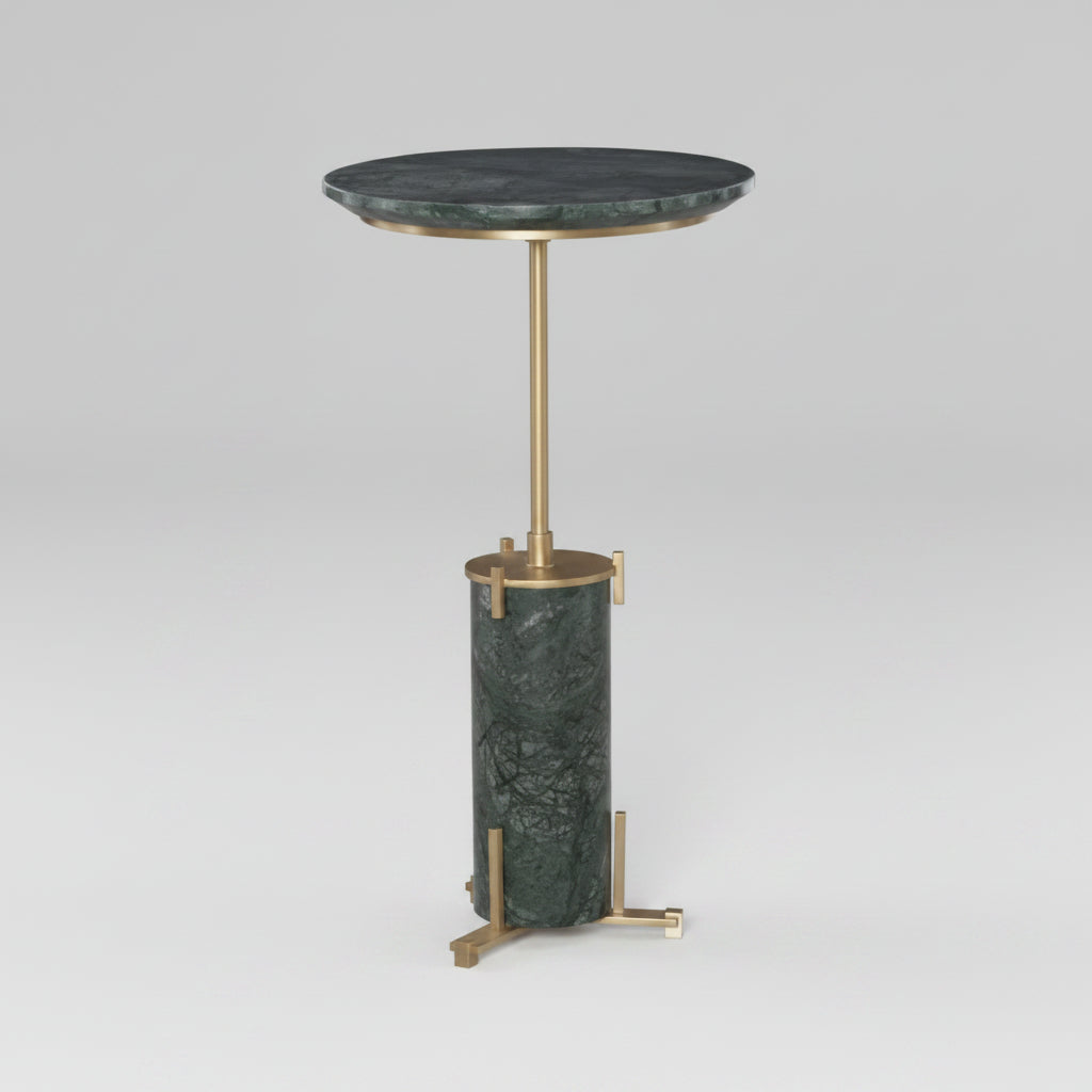Green Marble and Brushed Brass Spot Table
