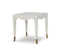 White Grasscloth Side Table with Gold Feet