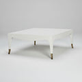 Square Cocktail Table in White Dove Finish with Brass Accents