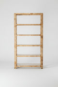 Raffia Wrapped and Brass Etagere with Mirrored Shelves