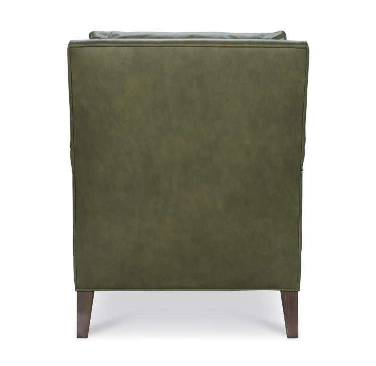 Green Leather Chair with Nailheads