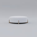 Round Cocktail Ottoman in White with Blonde Cerused Runners