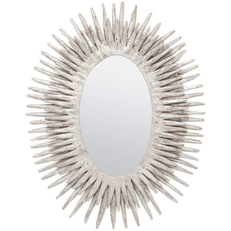 Teak Oval Burst Mirror