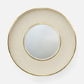 Round Concave Mirror in Snow Faux Shagreen + Brass