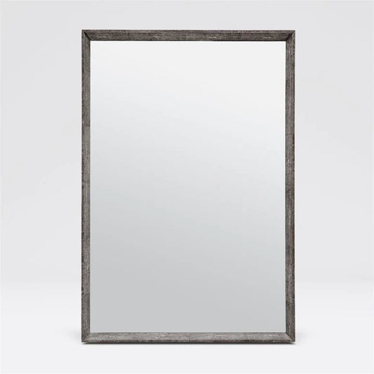 Cool Gray Faux Shagreen Shadowbox Mirror