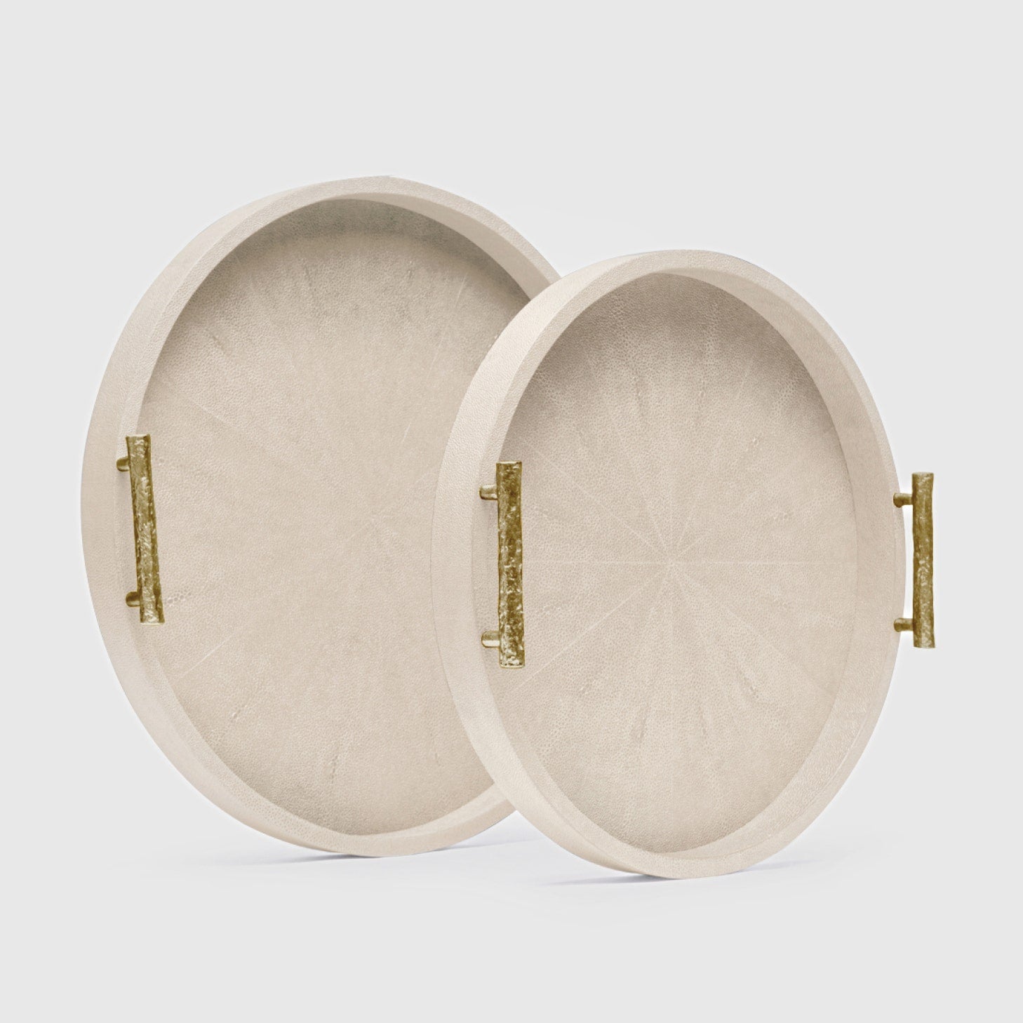 Ivory Faux Shagreen Round Tray