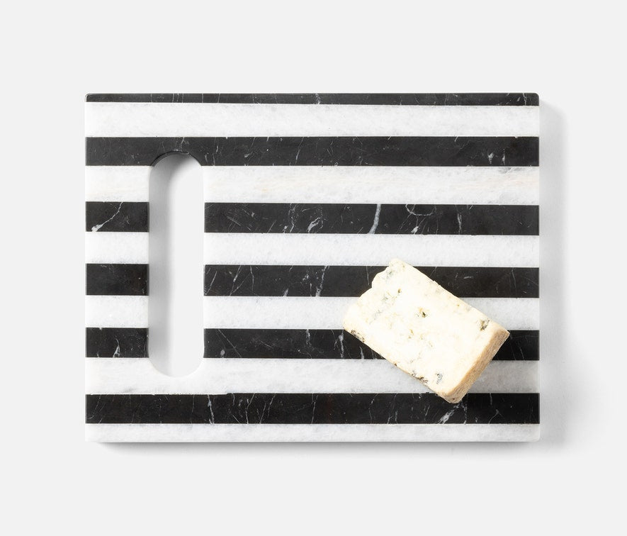 Black and White Striped Marble Serving Board