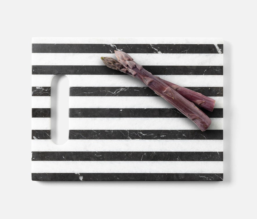 Black and White Striped Marble Serving Board