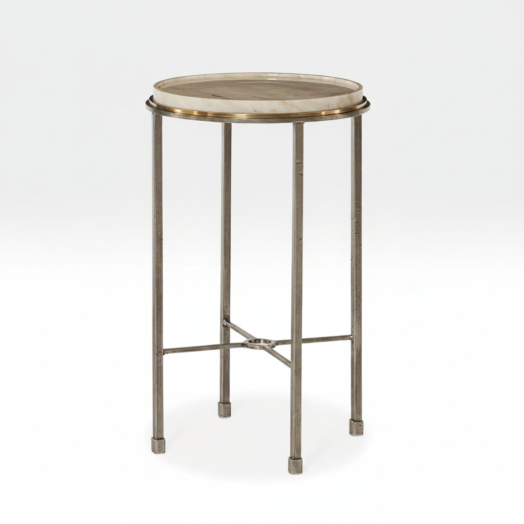 Steel and Marble Spot Table