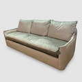 Slope Arm Bench Seat Sofa in Gray Strie Velvet
