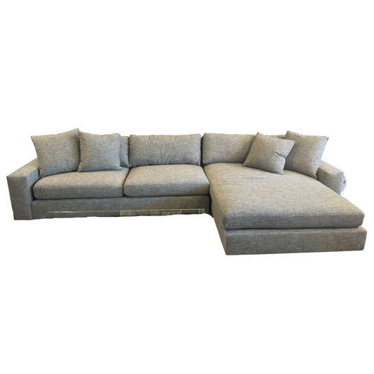 Great Room Sectional in Woven Beige and Azure