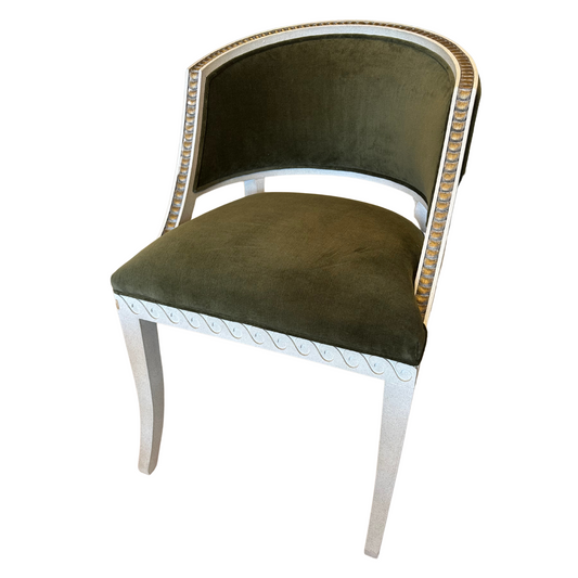Carved Side Chair with Moss Velvet