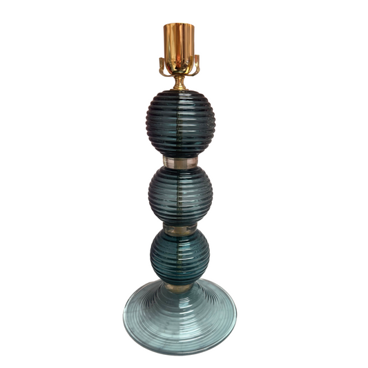 Murano Glass Lamps in Teal, Pair