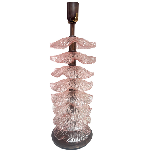 Murano Glass Rose Petals Lamp, Pair