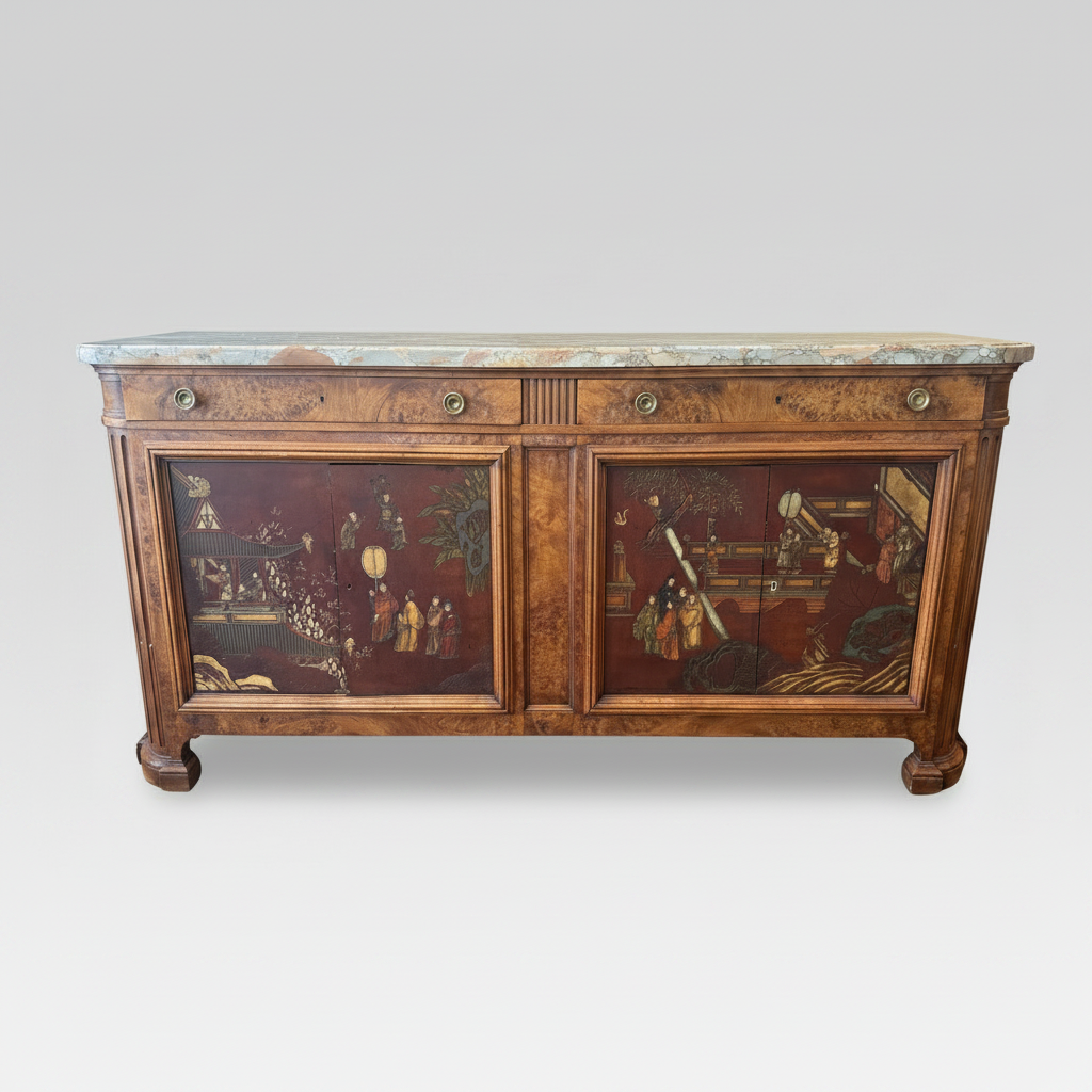 Marble Top Chinoiserie Sideboard