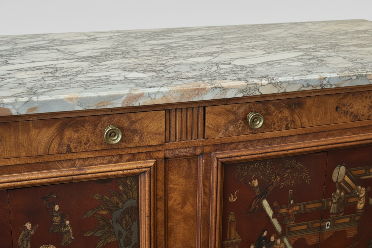 Marble Top Chinoiserie Sideboard