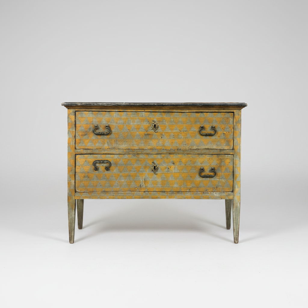 Ochre Triangle Pattern Chest of Drawers