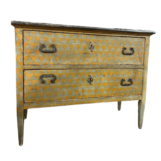 Ochre Triangle Pattern Chest of Drawers