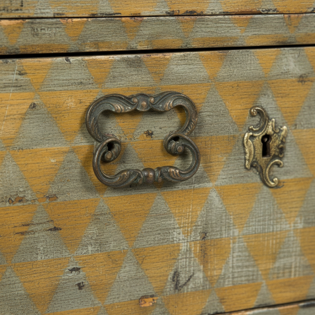 Ochre Triangle Pattern Chest of Drawers