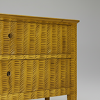 Antique Mustard Hand Carved Commode