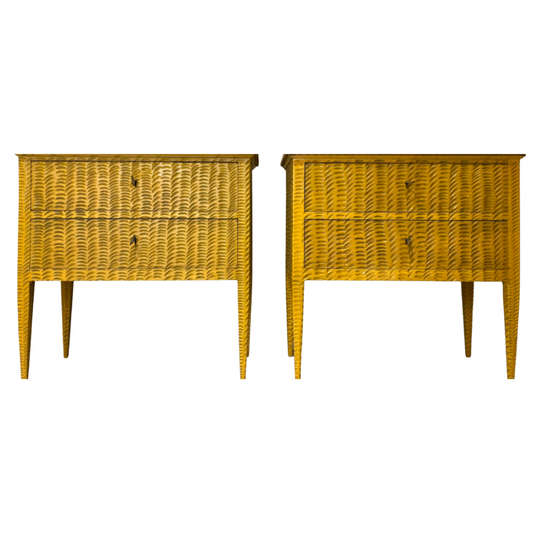 Antique Mustard Hand Carved Commodes