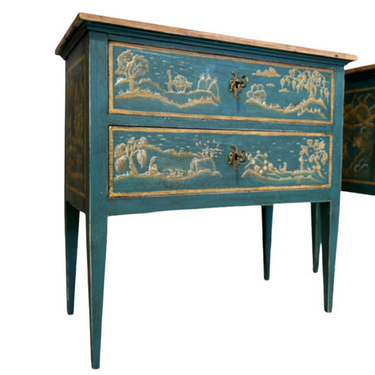 Turquoise Chinoiserie Commodes