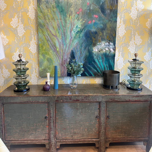 Antique Green Painted Console