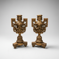 Pair of Antique Candlestick Holders with Gilt Detailing